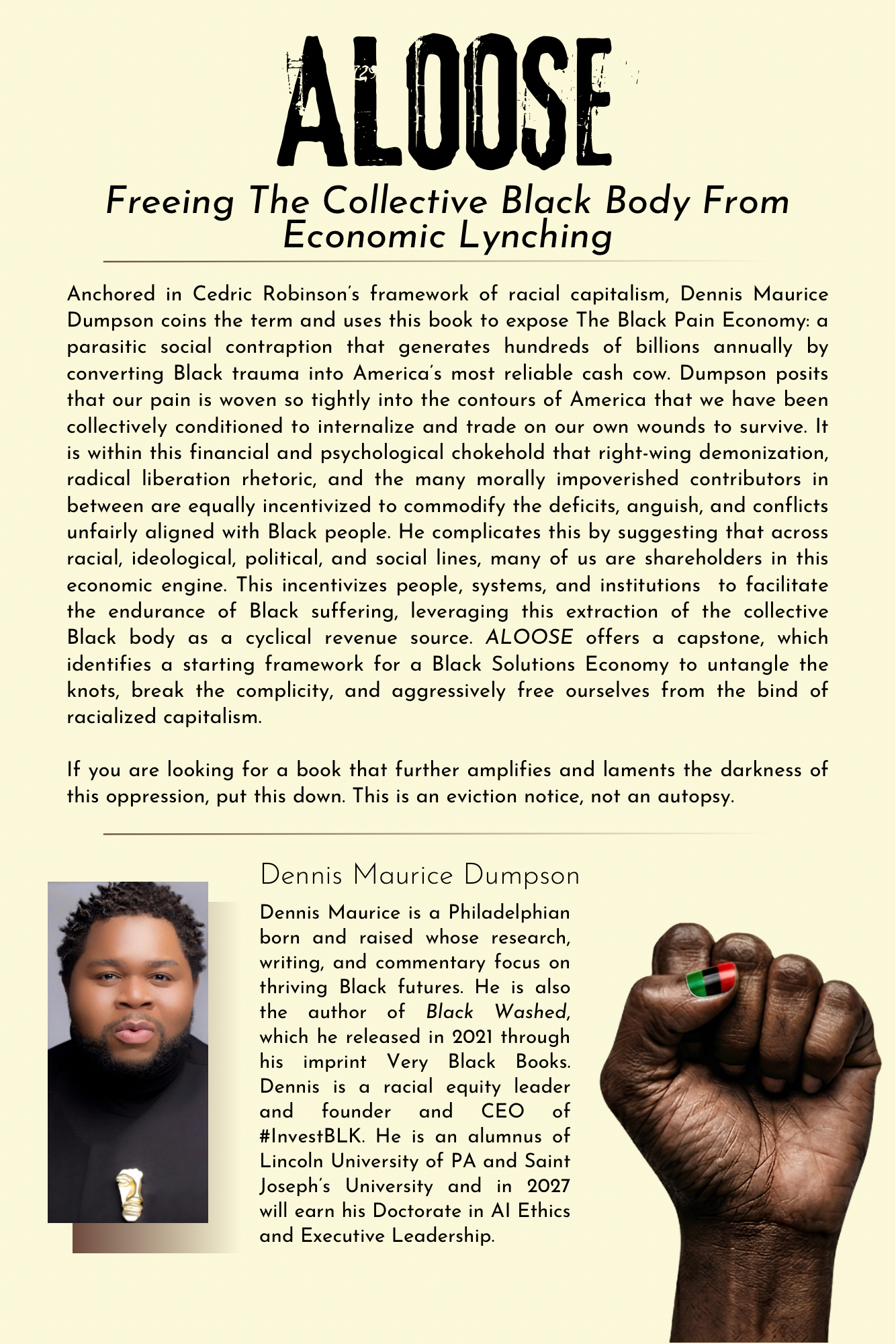 ALOOSE — back cover with author bio